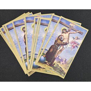 St Francis of Assisi with Jesus Vintage Holy Cards Made in USA 10pc Lot NOS